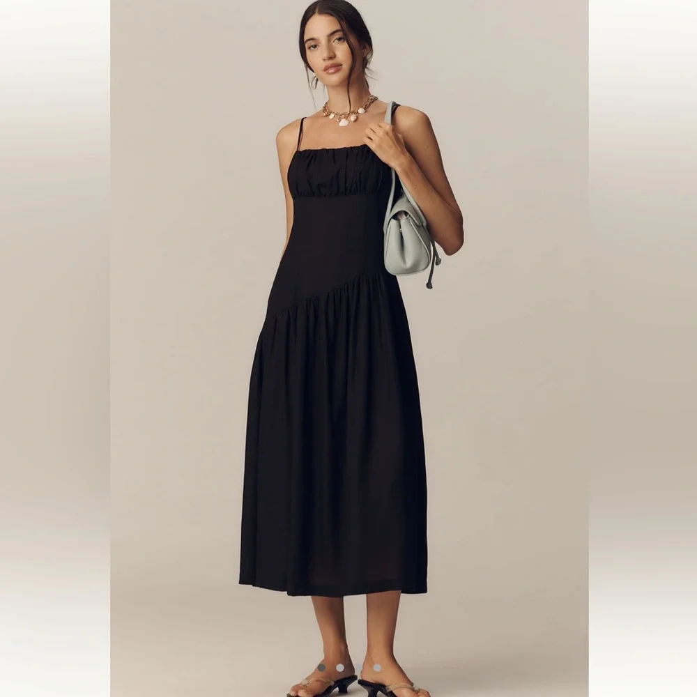 NWT LISA SAYS GAH DROP WAIST MIDI DRESS- BLACK - Picture 1 of 3